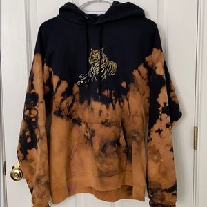 Tiger Hoodie / Sweatshirt Bleach Tie Dye